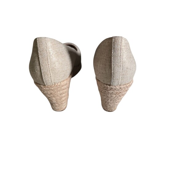 J Crew Seville Espadrille Wedge Metallic Canvas Shoes Size 6.5 Leather Lining - Picture 8 of 10